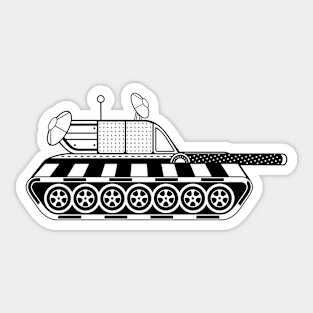 Black and White Patterned Cartoon Tank (Variant 1) Sticker